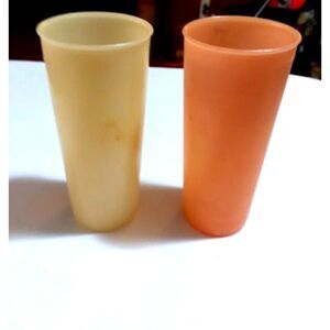 Tupperware Tumblers Set of 2 vintage Pink Ivory 107-37 and 107-10